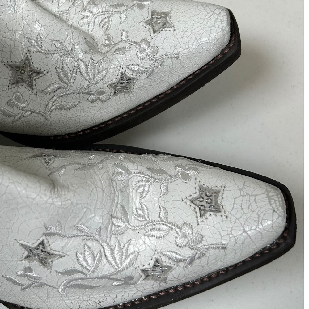 Laredo Cowgirl Boots Ladies 9.5 White Floral Star Sequin Western 52111 Cowboy - Picture 7 of 9